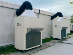 Rental of portable and autonomous air conditioning for temporary installations