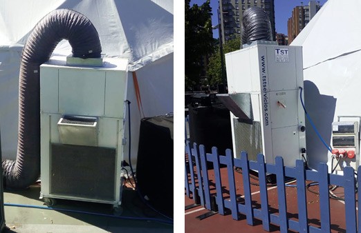 Imagen de los equipos de aire acondicionado de TST instalado para refrigerar la carpa