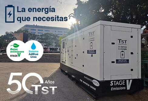 Energía limpia en el corazón de Barcelona: TST Servicios instala dos grupos Stage V en Plaça de Catalunya